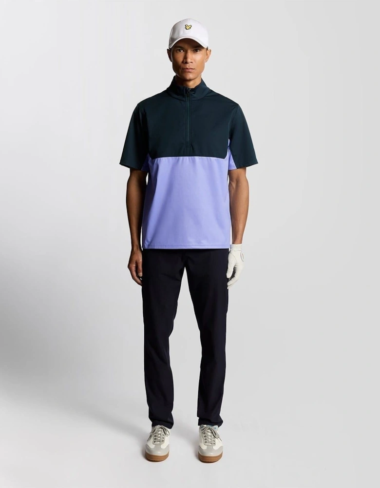 Funnel Neck High Collar Short Sleeve Athletic Shirt