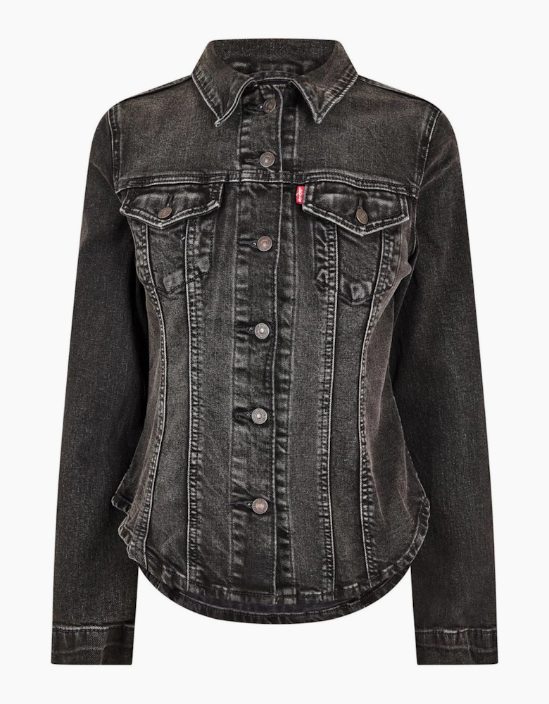 Tailored Dark Wash Woven Cuff Denim Jacket