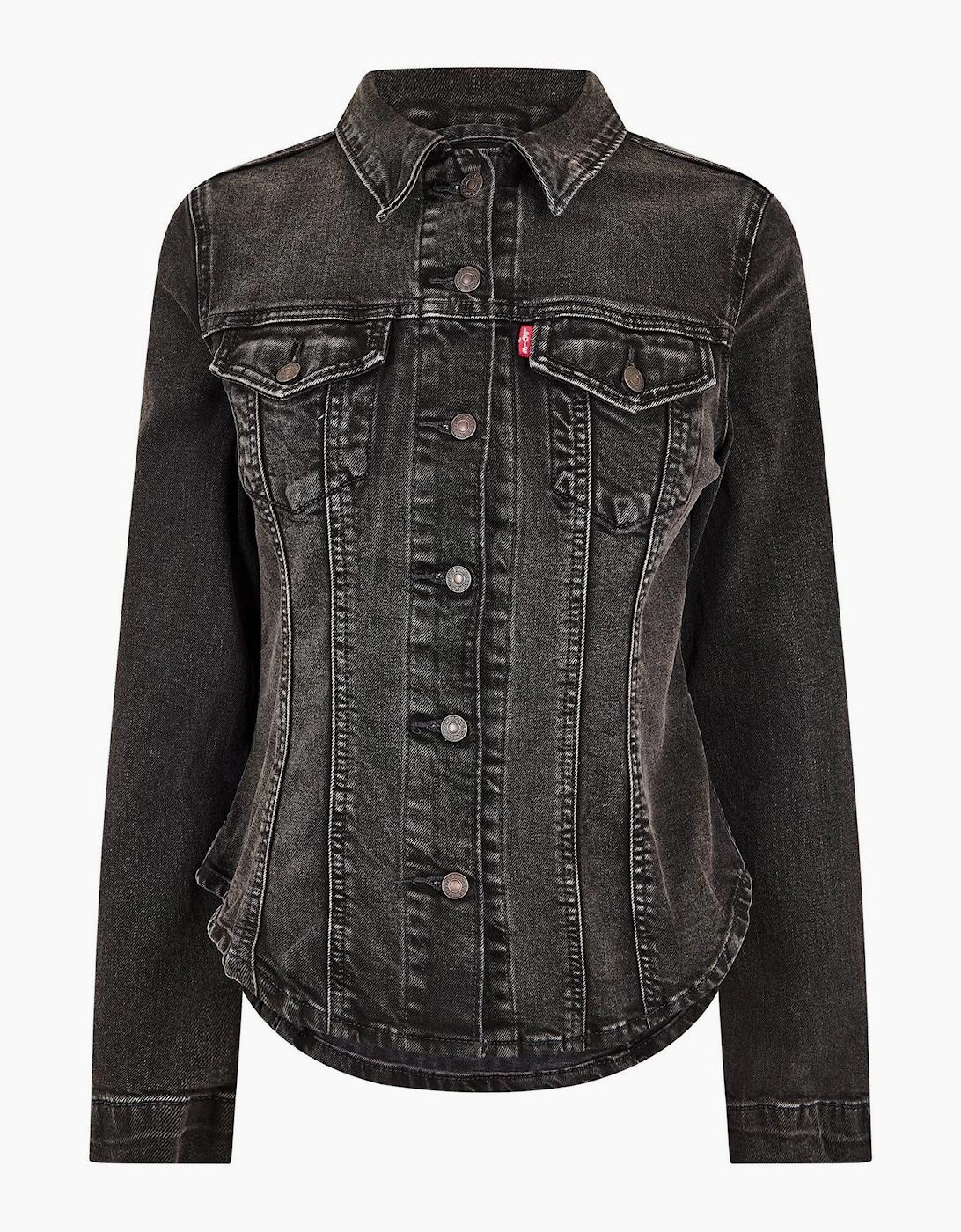 Tailored Dark Wash Woven Cuff Denim Jacket