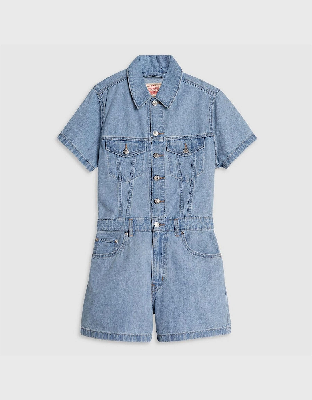 Collared Neck Short Sleeve Solid Patterned Playsuit