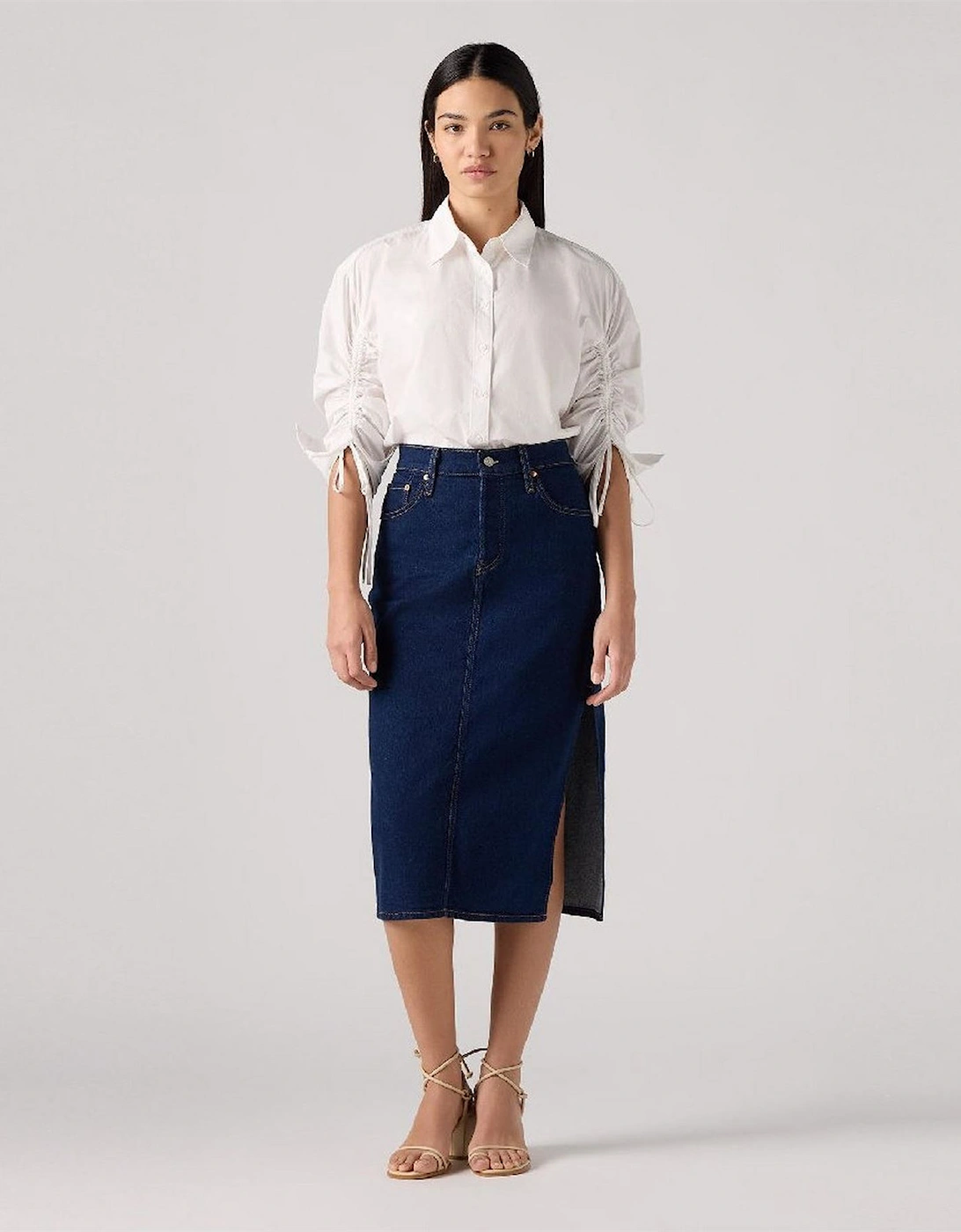 Solid Patterned Side Slit Skirt