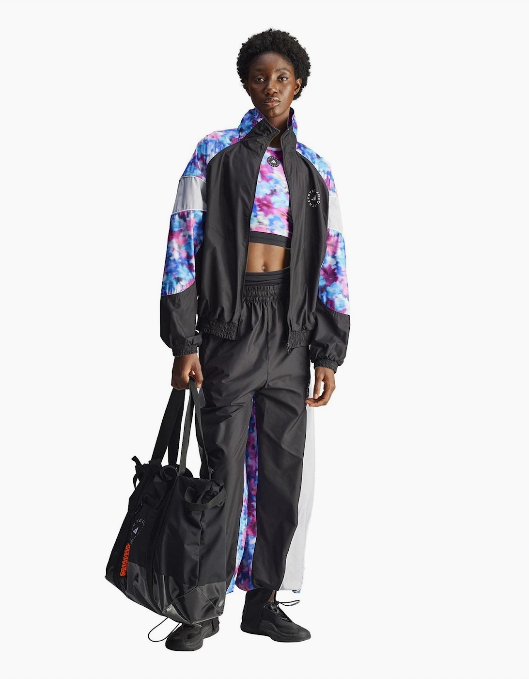 Color Block Patterned Wide Leg Track Pants