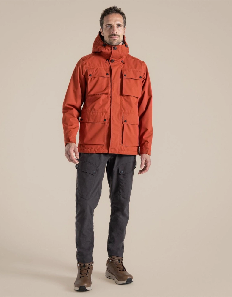 Hartley Solid Patterned Hooded Snap Button Rain Jacket