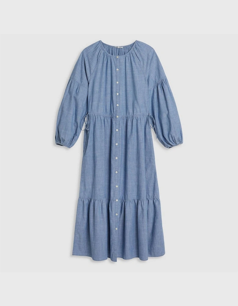 Jolene Crew Neck Three Quarter Sleeve Maxi Tiered Dress