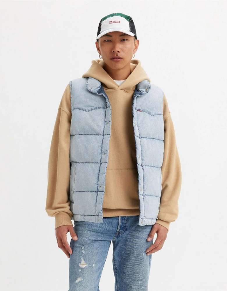 Western Snap Button Puffer Gilet with Pockets