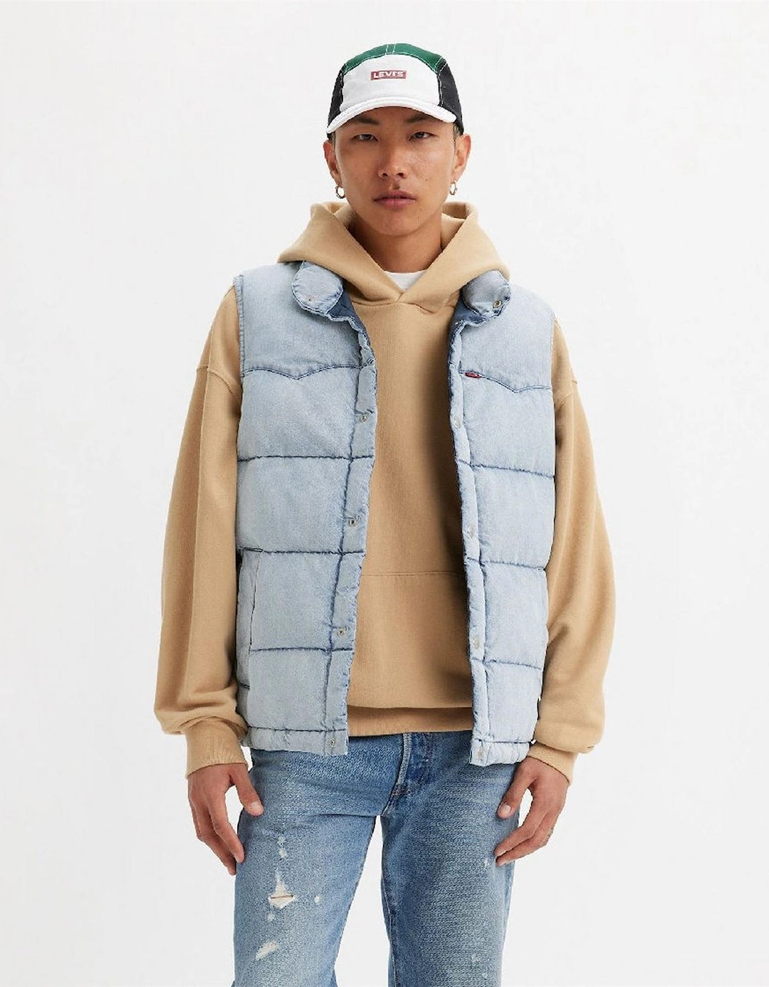 Levi's Levi's Men's Western Snap Button Puffer Gilet with Pockets - Blue