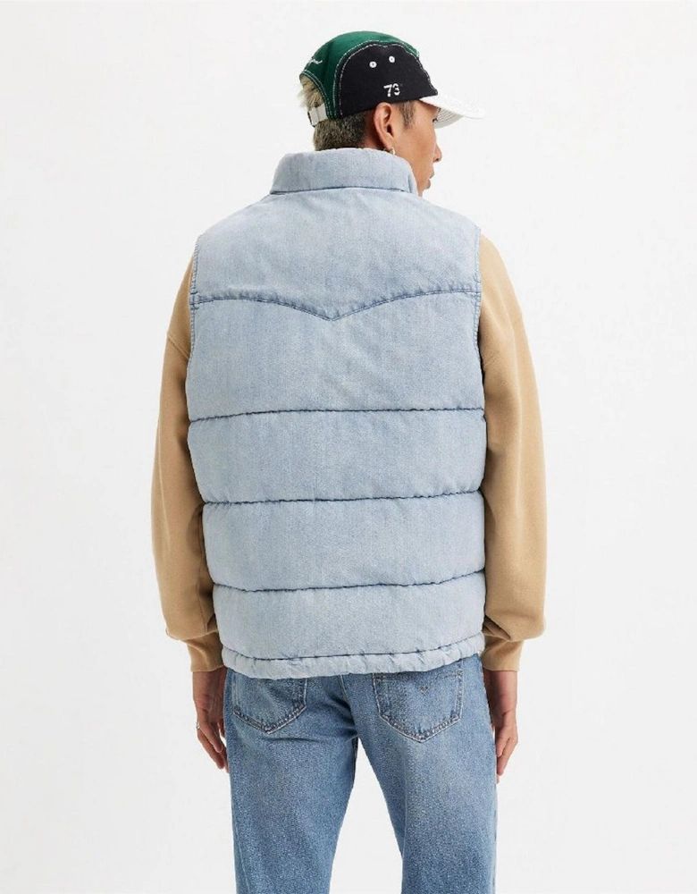Western Snap Button Puffer Gilet with Pockets