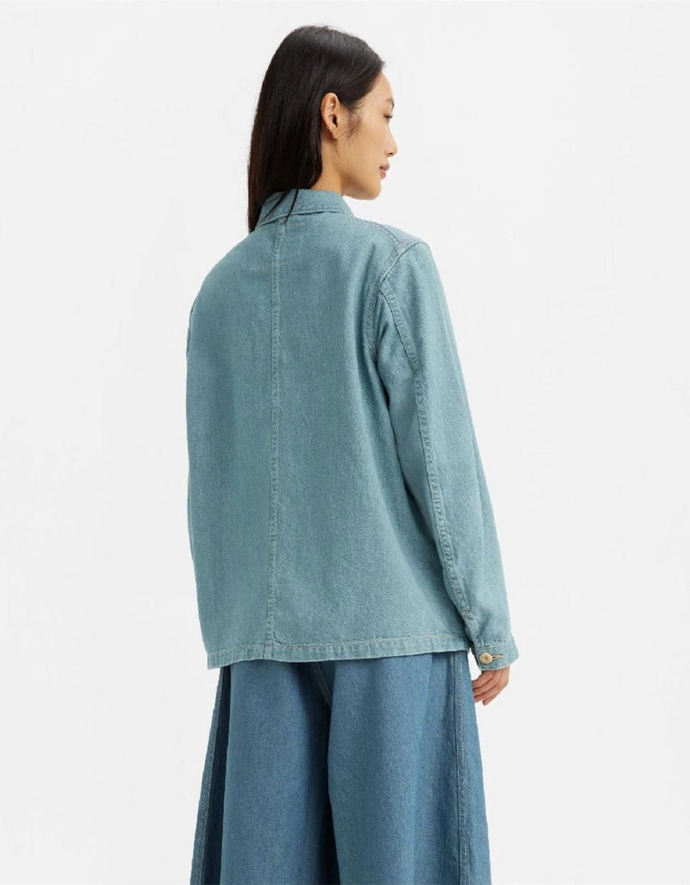 Solid Patterned Shirt Collar Chest Pocket Shirt Jacket