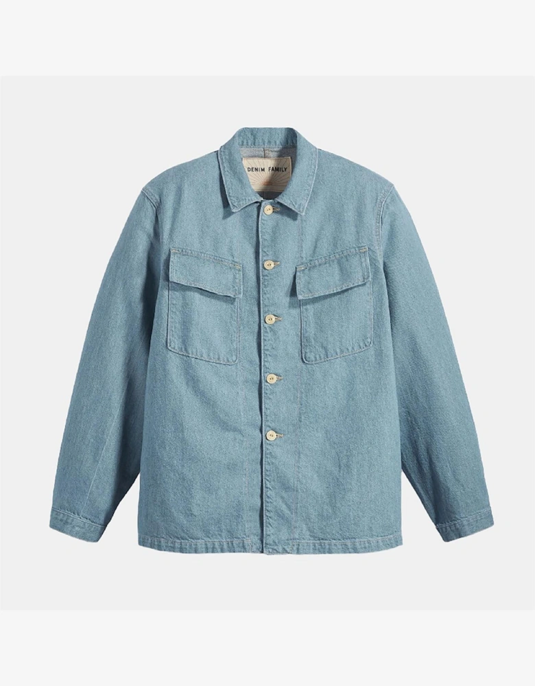 Solid Patterned Shirt Collar Chest Pocket Shirt Jacket