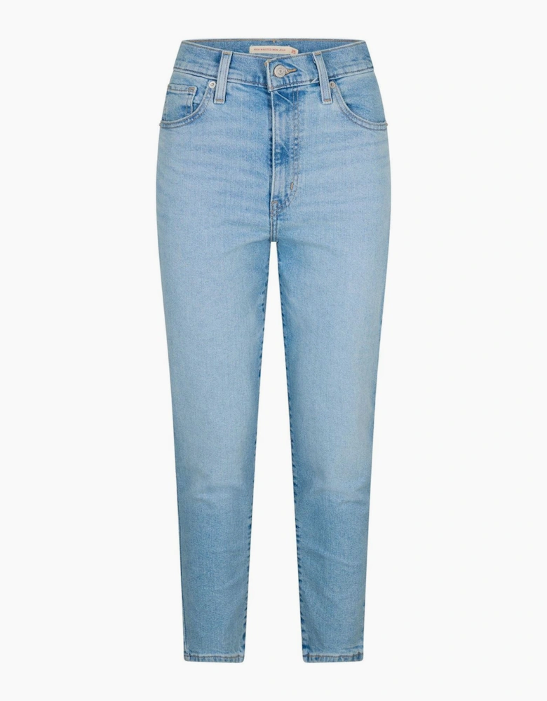 Solid Patterned High Rise Mom Jeans