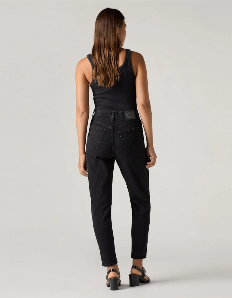 Solid Patterned High Rise Mom Jeans