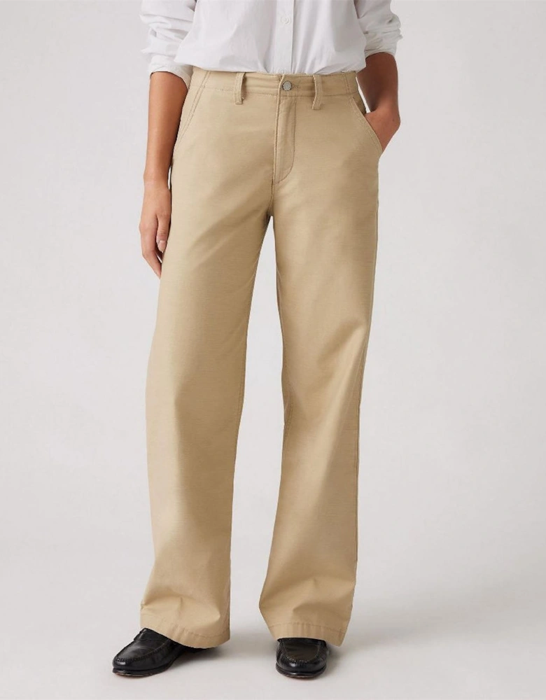 90s High Rise Solid Patterned Straight Chinos