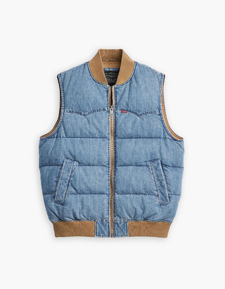 Western Solid Patterned Zipped Pocket Puffer Coat