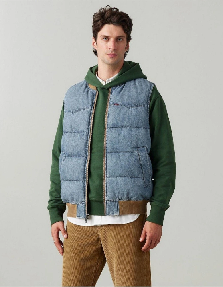 Western Solid Patterned Zipped Pocket Puffer Coat