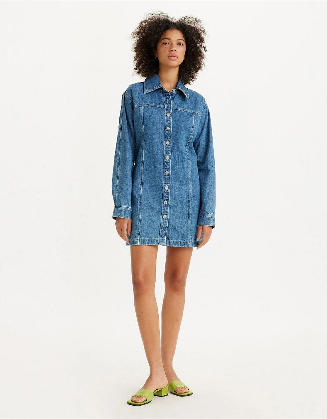 Shay Denim Mini Long Sleeve Shirt Dress