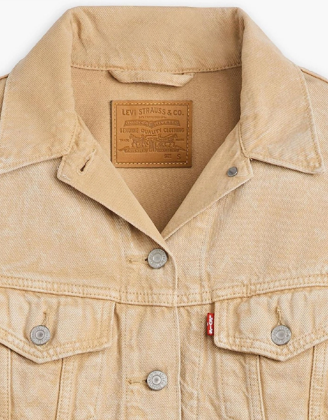 Shrunken 90s Stone Wash Denim Jacket with Metal Badge