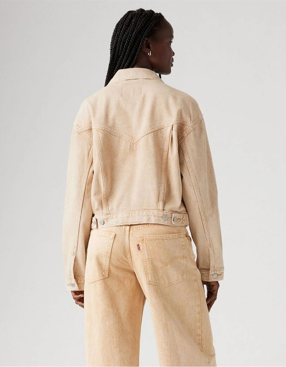Shrunken 90s Stone Wash Denim Jacket with Metal Badge