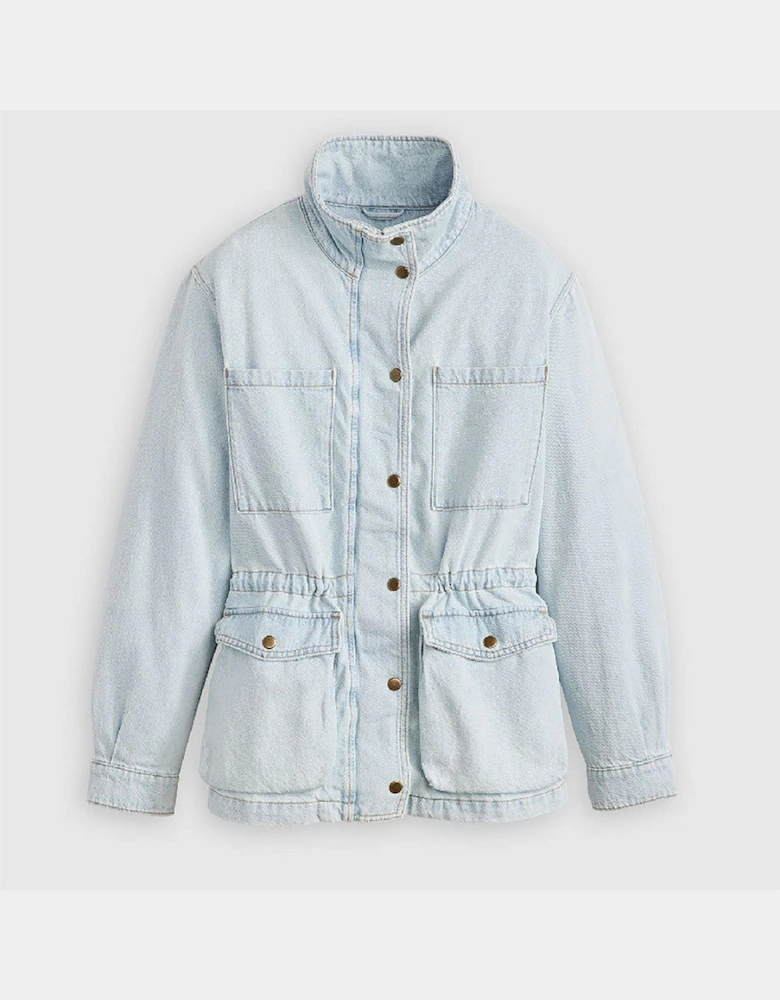 Karlie Solid Patterned Snap Button Press Stud Cuff Denim Jacket