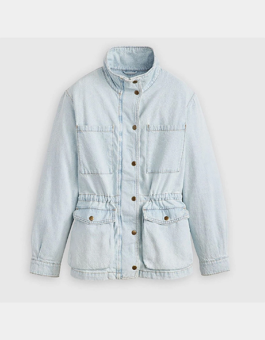 Karlie Solid Patterned Snap Button Press Stud Cuff Denim Jacket, 5 of 4