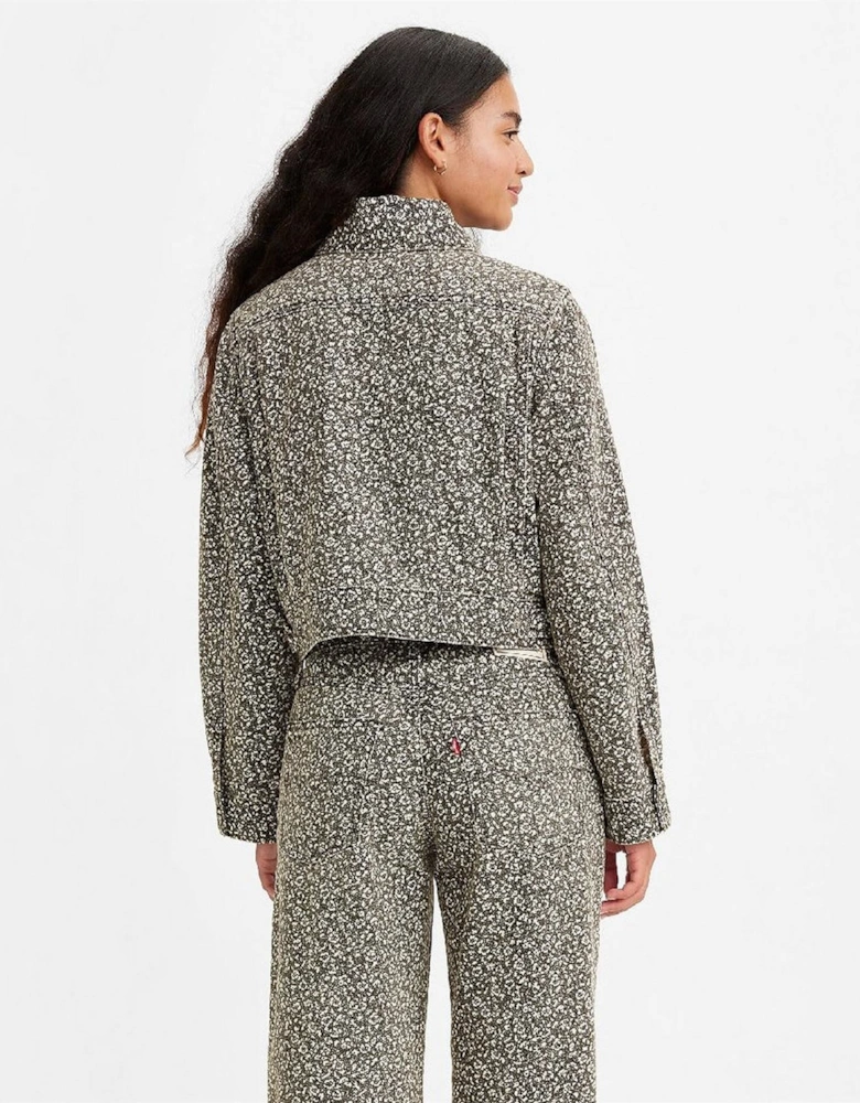 Wellthread Floral Patterned Denim Jacket with Chest Pocket