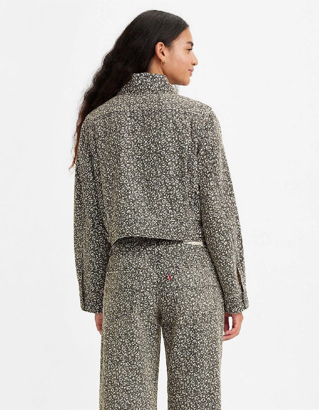 Wellthread Floral Patterned Denim Jacket with Chest Pocket