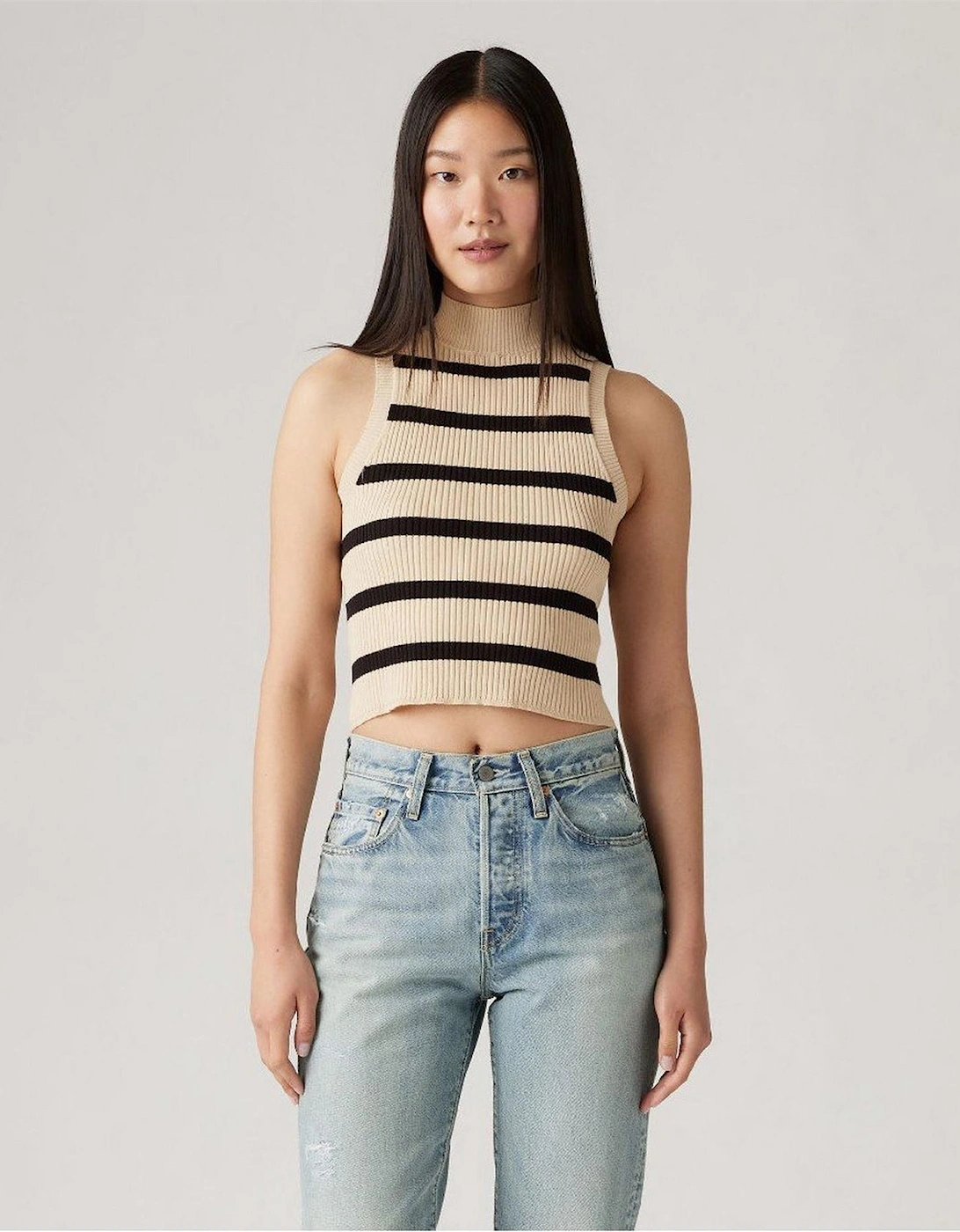 Tulip Mock Neck Sleeveless Box Tank