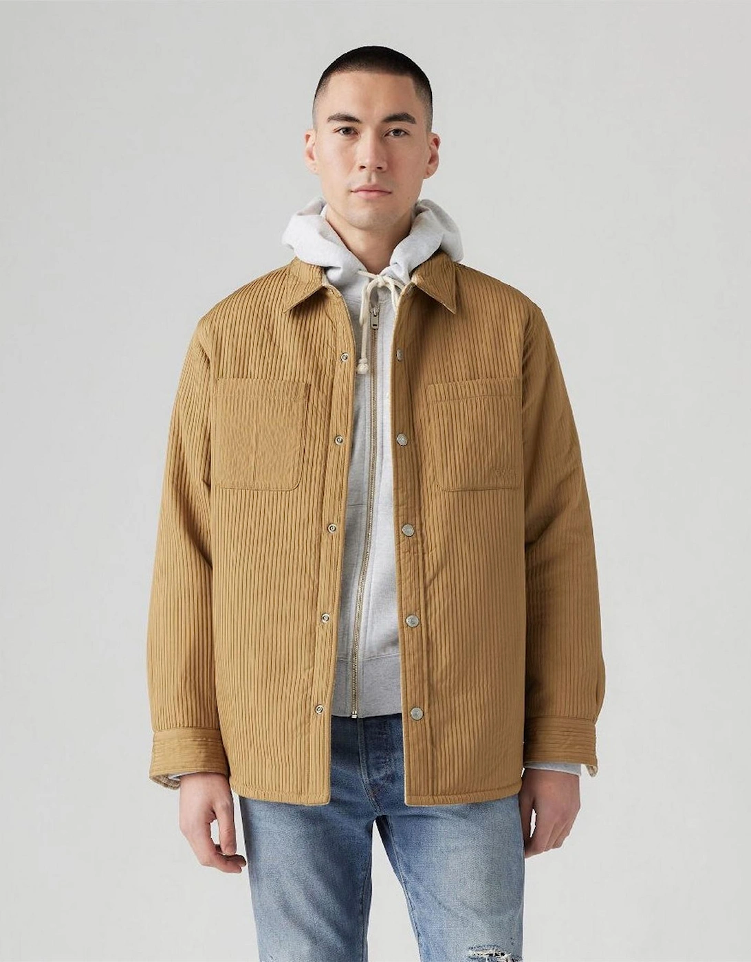Bryant Snap Button Solid Patterned Overshirt