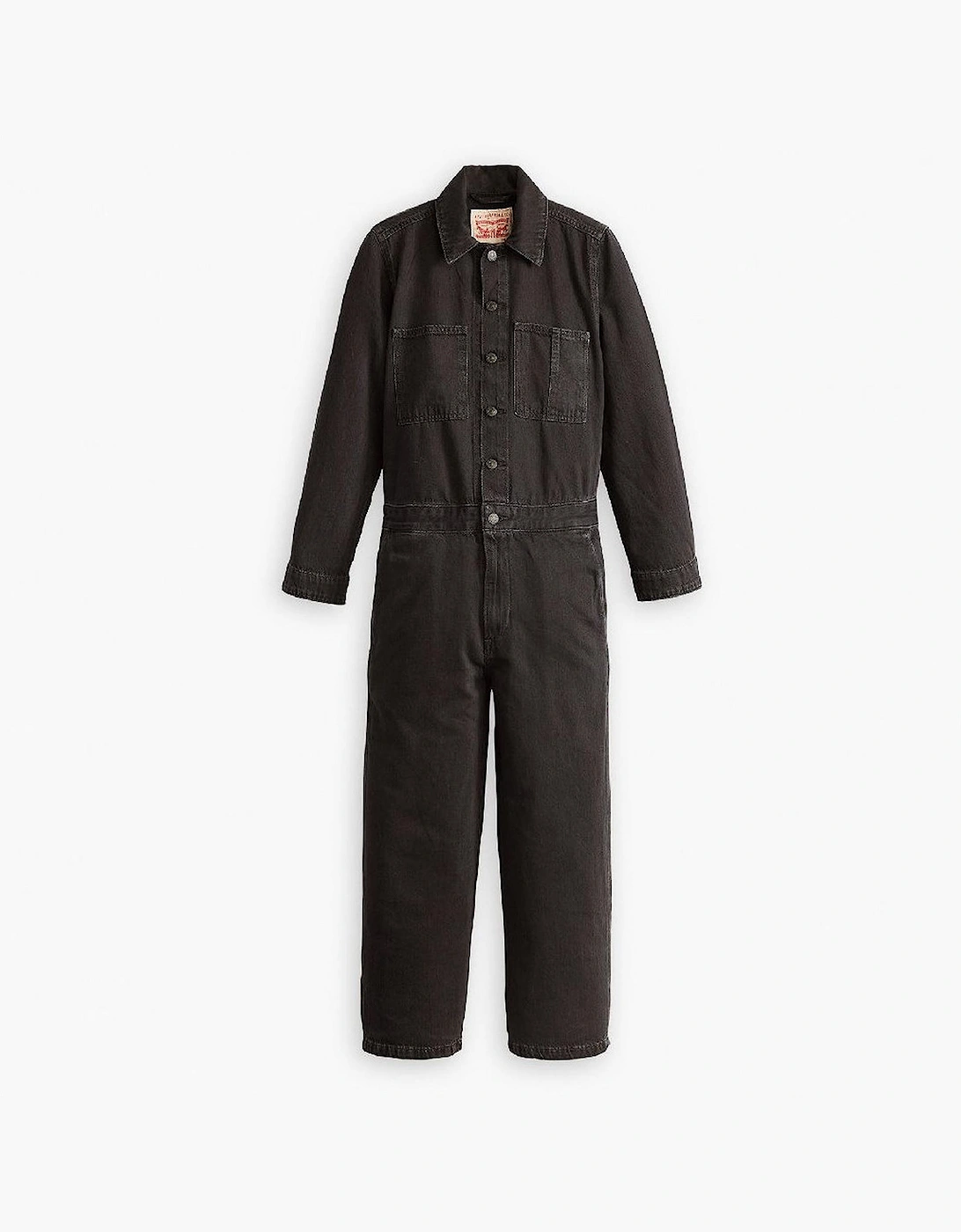 Iconic Collared Neck Long Sleeve Solid Patterned Jumpsuit