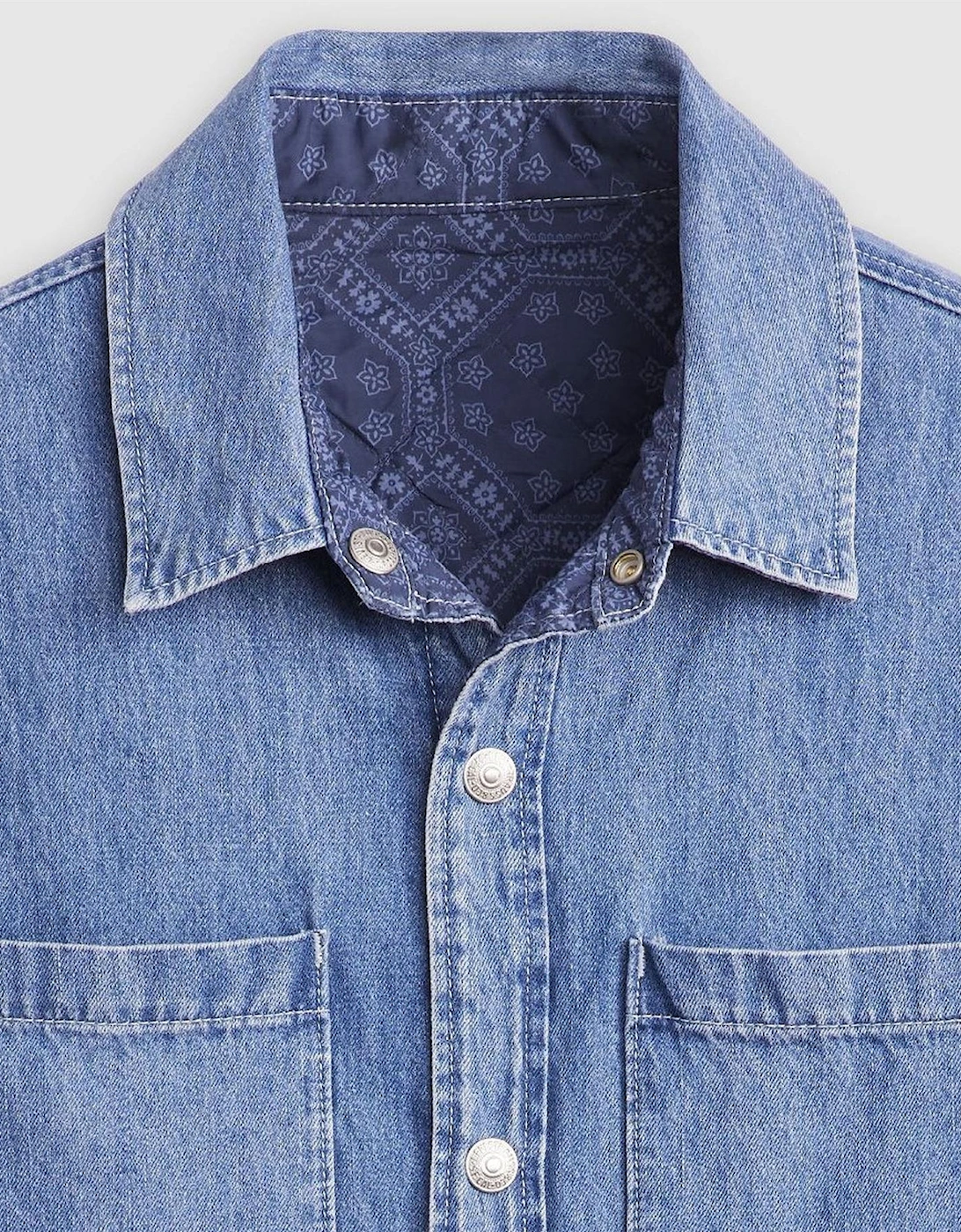 Bryant Snap Button Solid Patterned Overshirt
