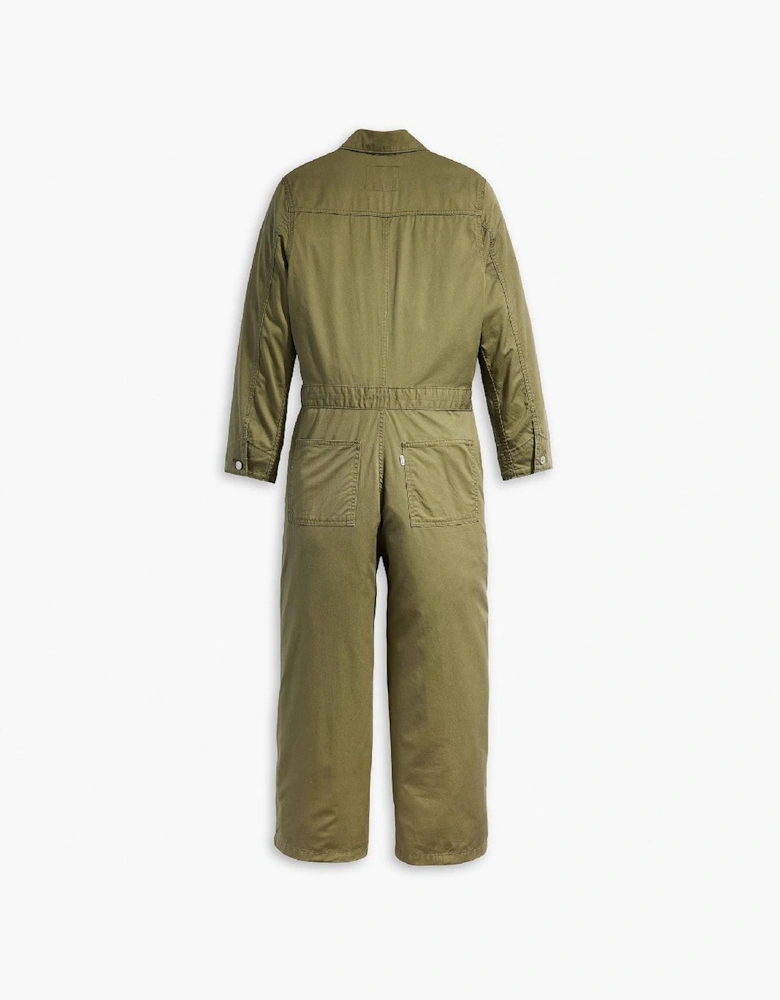 Iconic Collared Neck Long Sleeve Solid Patterned Jumpsuit