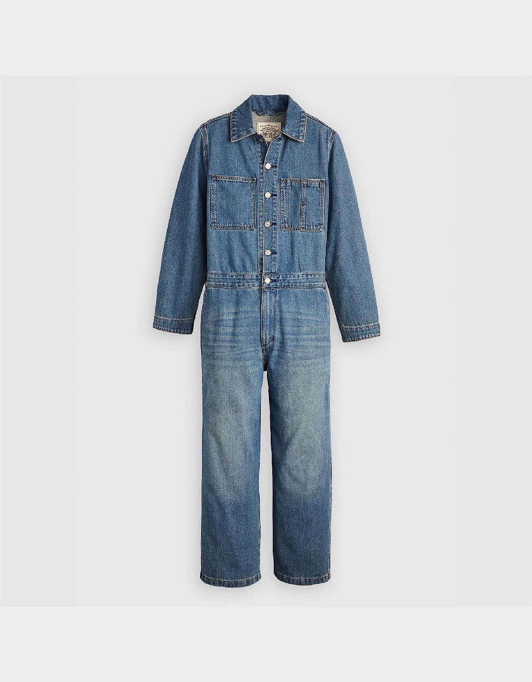 Levis Women's Blue Levi's Iconic Collared Neck Long Sleeve Solid Patterned Jumpsuit  14 14 L