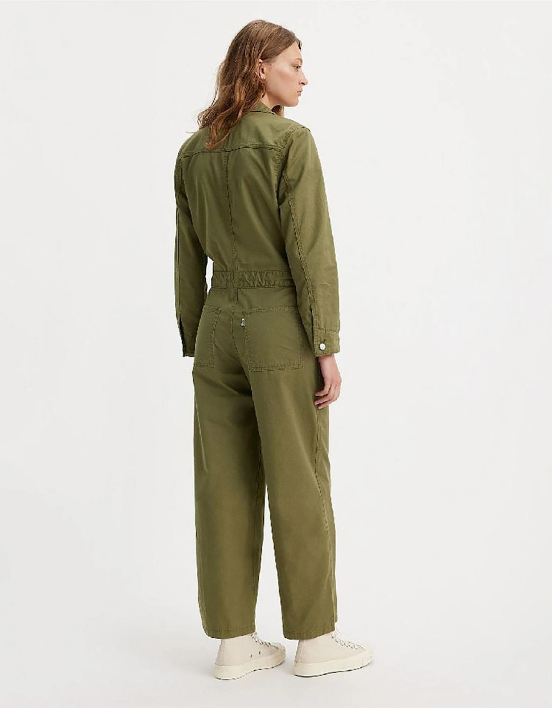 Iconic Collared Neck Long Sleeve Solid Patterned Jumpsuit