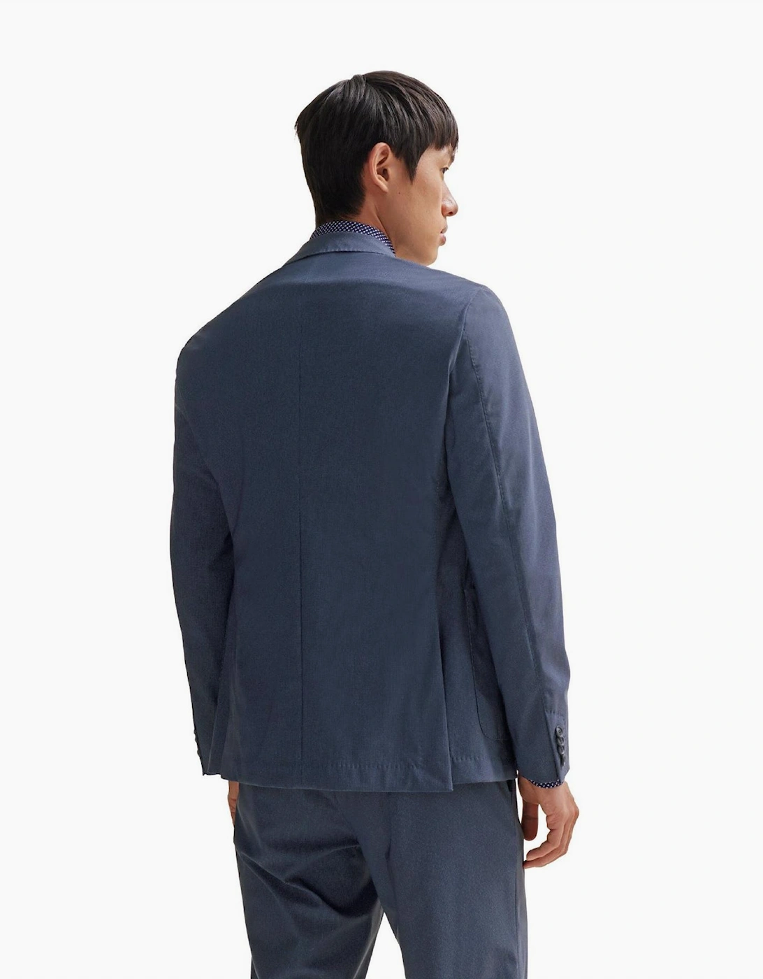 Solid Patterned Suit Jacket with Flap Pocket