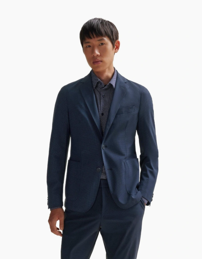 Solid Patterned Suit Jacket with Flap Pocket