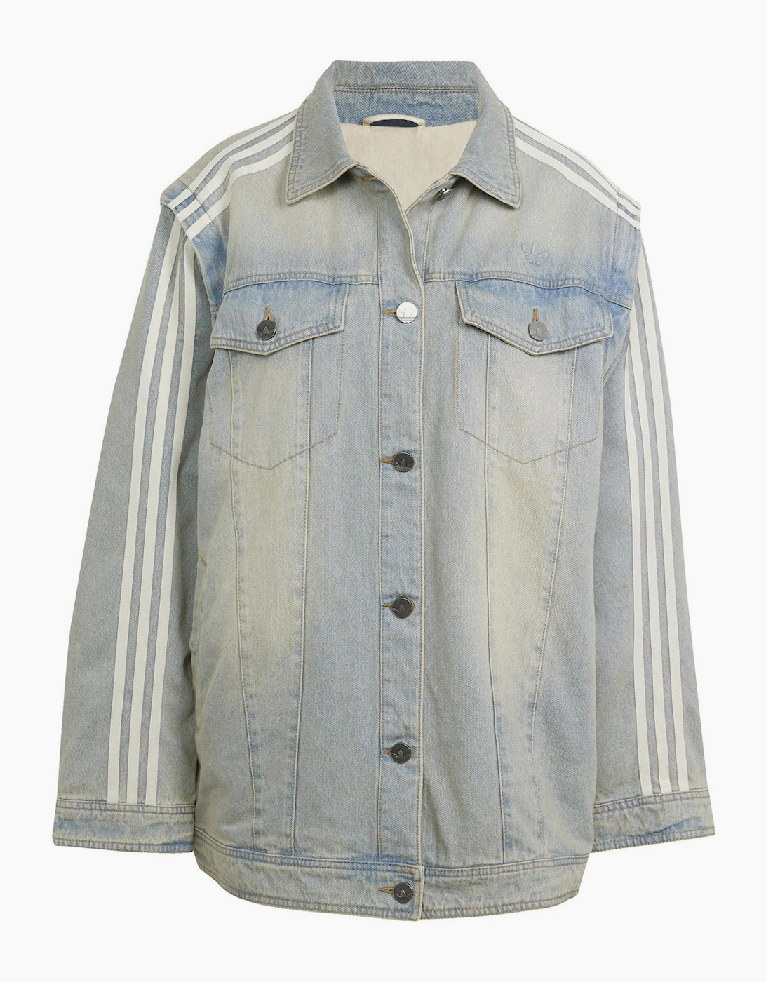 Collared Neck Denim Jacket with Side Stripes