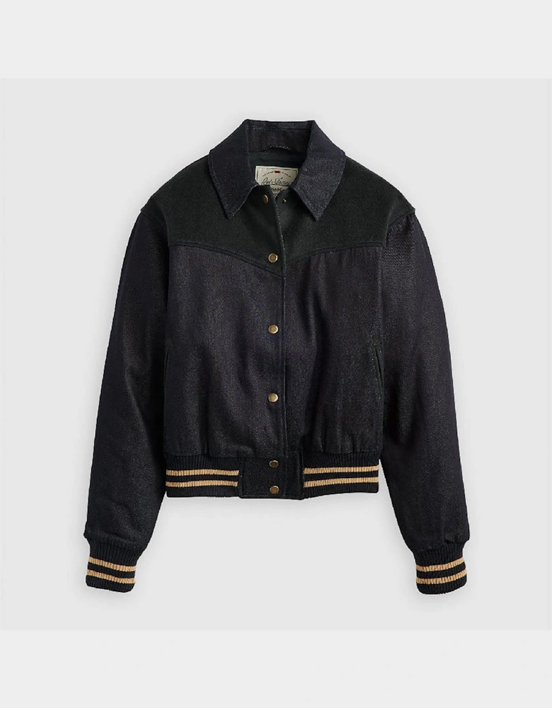Lennox Solid Patterned Snap Button Ribbed Cuff Varsity Jacket