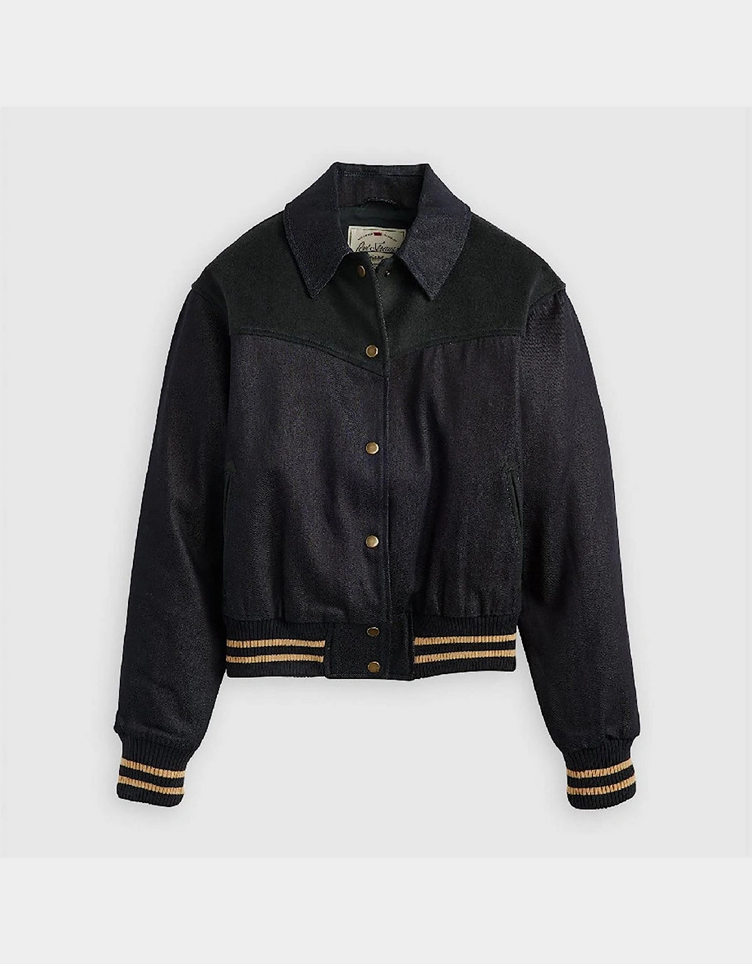 Lennox Solid Patterned Snap Button Ribbed Cuff Varsity Jacket, 5 of 4