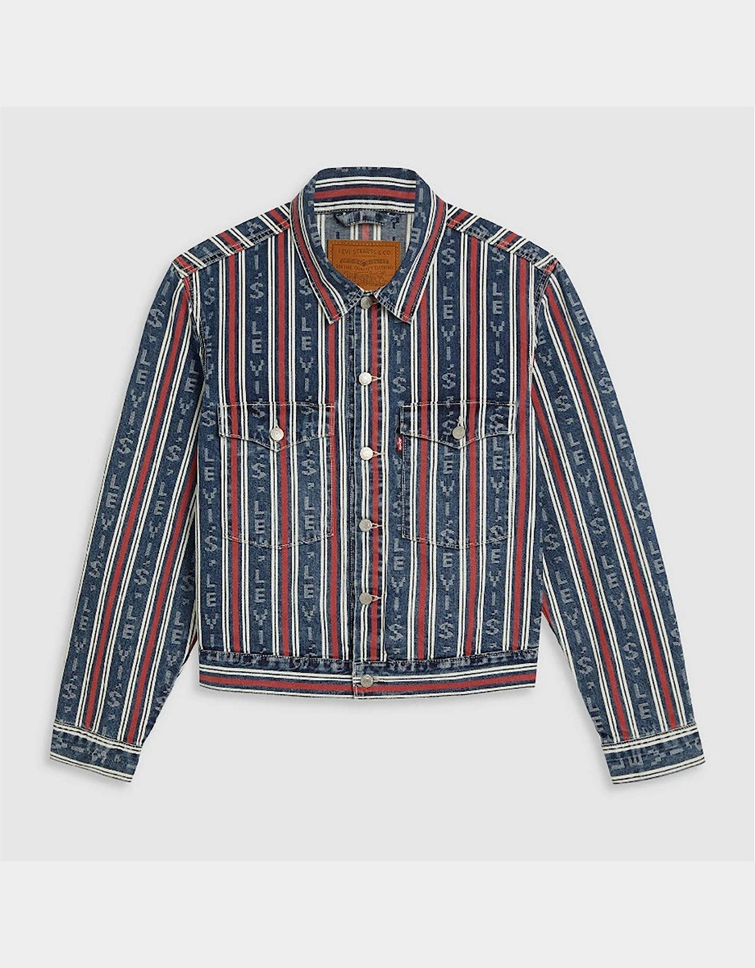 Vertical Stripe Patterned Denim Jacket, 3 of 2