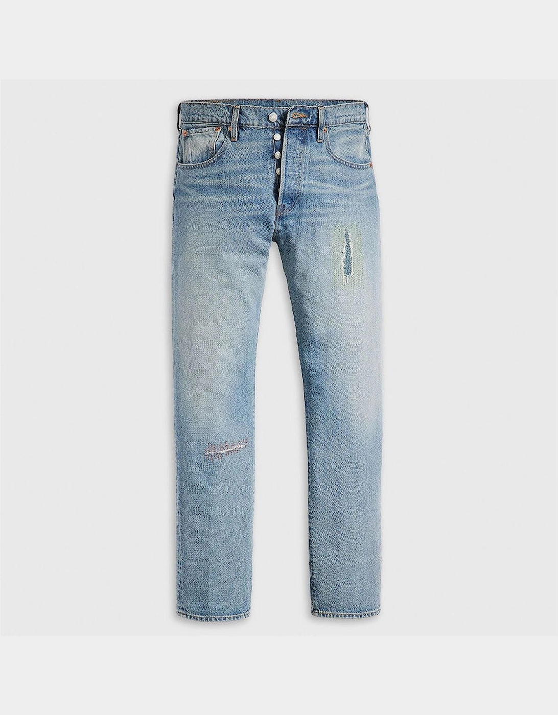 Distressed Mid Rise Straight Leg Jeans