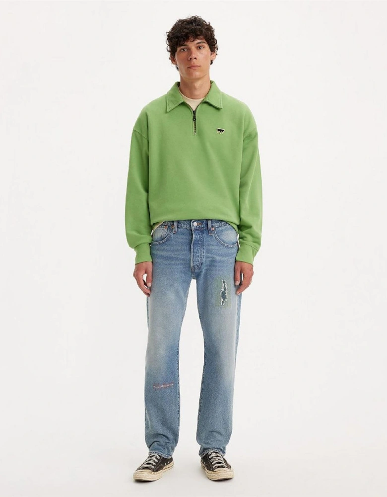 Distressed Mid Rise Straight Leg Jeans