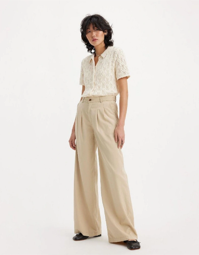 Pleated Wideleg Trouser Safari