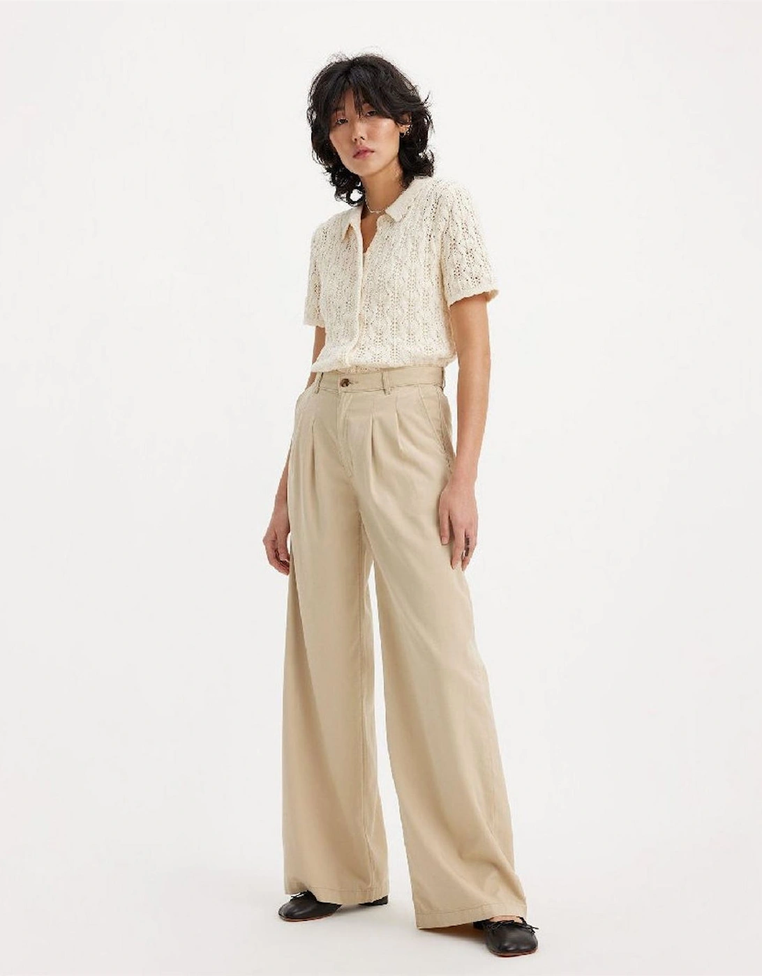 Pleated Wideleg Trouser Safari