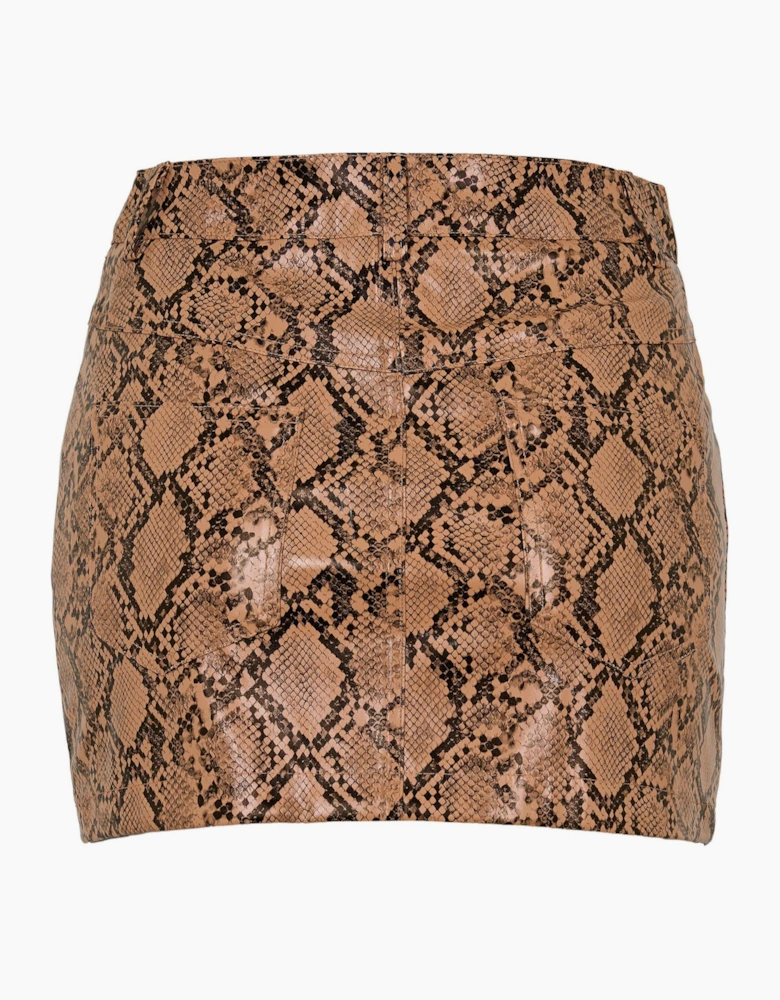Regular Fit Mini Snake Patterned Skirt