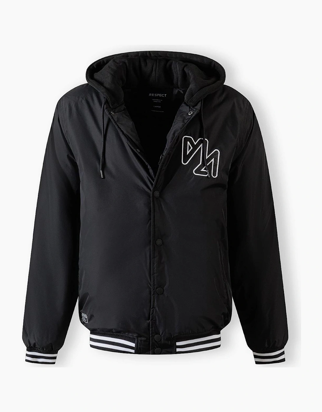 Men Baseball Style Jacket Detachable Hood Black