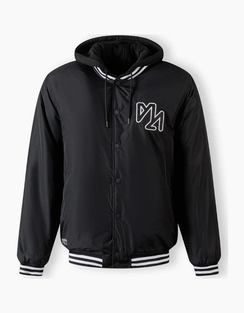 Men Baseball Style Jacket Detachable Hood Black