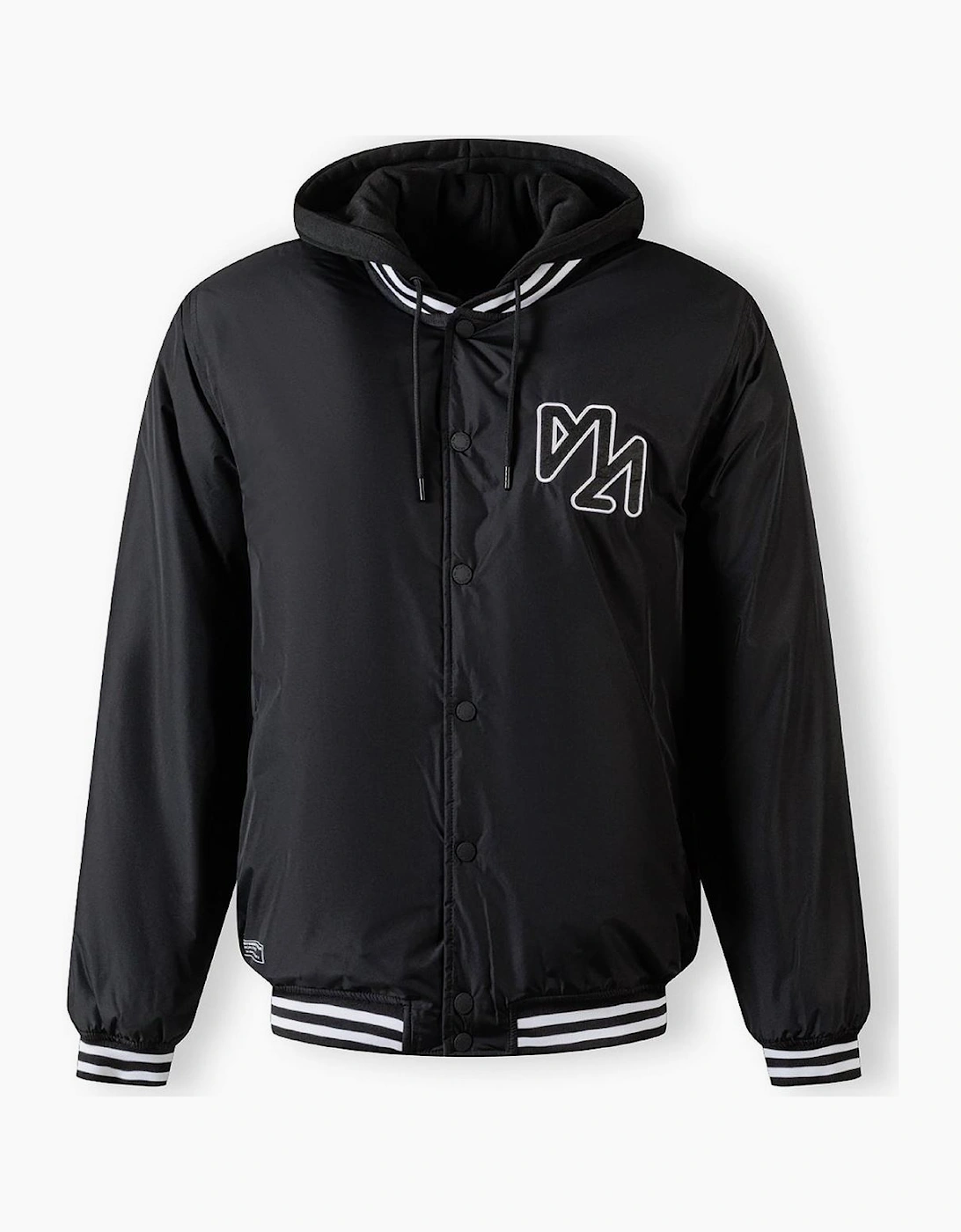 Men Baseball Style Jacket Detachable Hood Black, 7 of 6