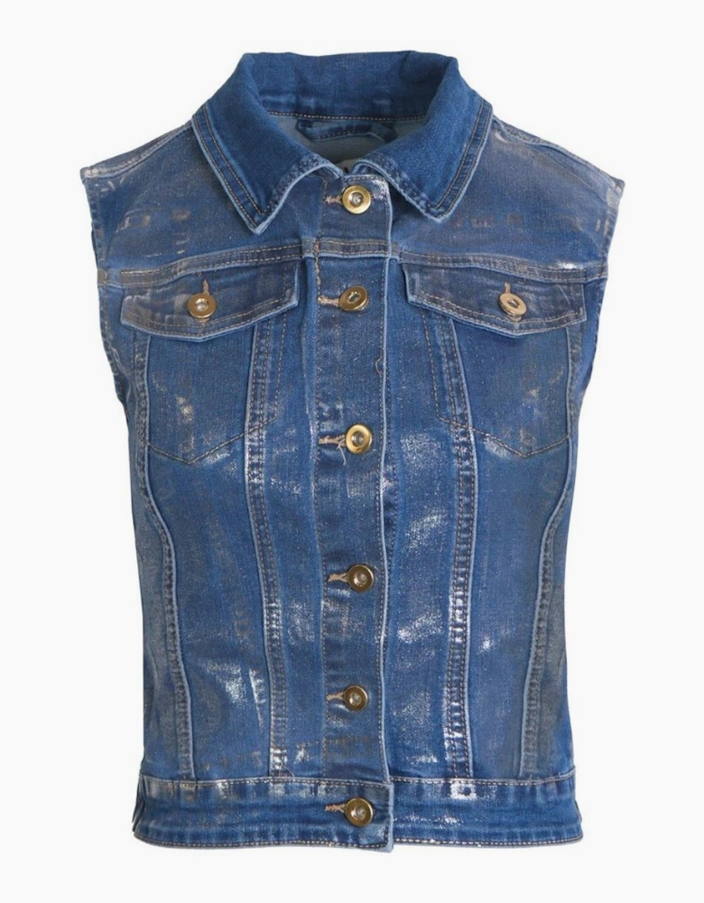 Soho Denim Collared Neck Sleeveless Vest