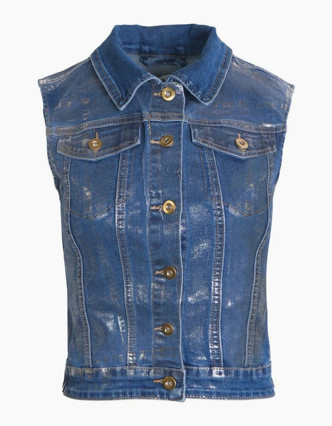 Soho Denim Collared Neck Sleeveless Vest, 2 of 1