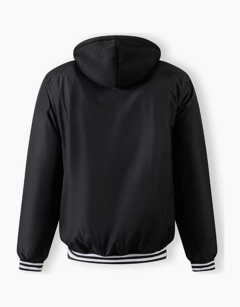 Men Baseball Style Jacket Detachable Hood Black