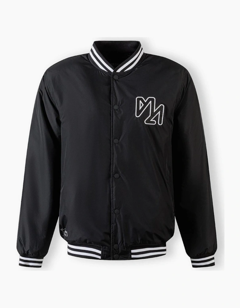 Men Baseball Style Jacket Detachable Hood Black